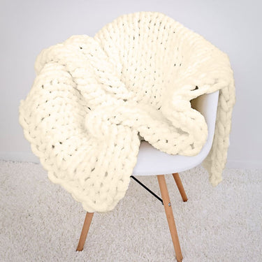 Plaid Grosse Maille Blanc Ecru